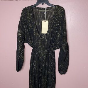 Enza Costa French Linen Gold Striped Jumpsuit